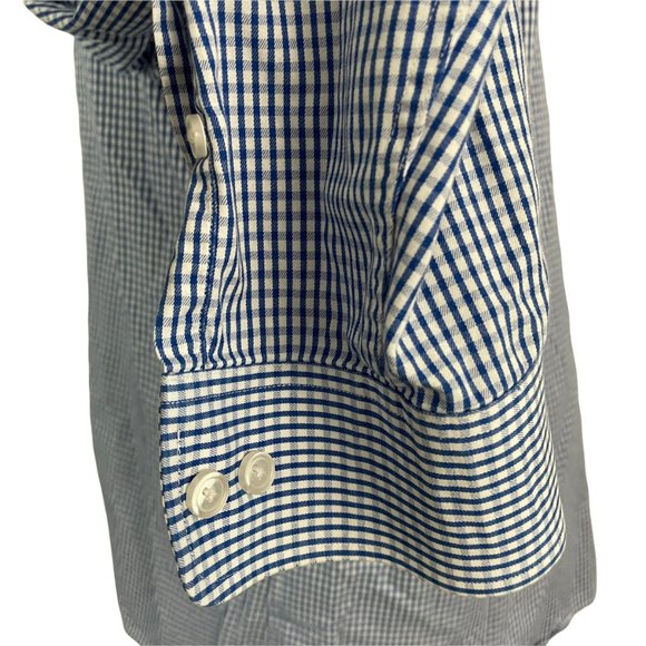 Tommy Hilfiger Men's Slim Fit Blue White Check Long Sleeve Button Front Shirt 17 - Picture 6 of 9